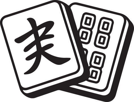 Traditional mahjong tiles featuring chinese character and bamboos suit symbols