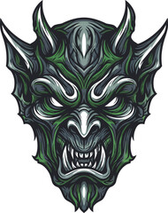 Obraz premium Detailed Illustration of a Fierce Demonic Creatures Face.
