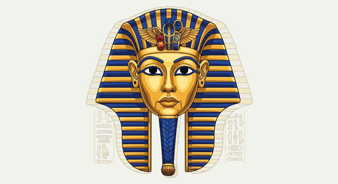 Pharaoh Mask Icon: Ancient Egyptian King Tut Ankh Amun Headwear