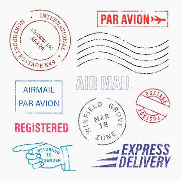 Vintage postal stamp designs vector element set