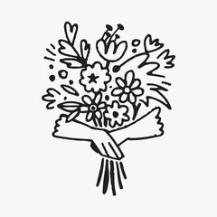 Obraz premium Hand-drawn floral bouquet illustration vector