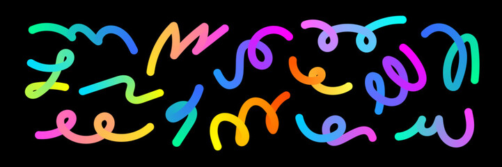 Fototapeta premium Vibrant abstract colorful curves element vector set