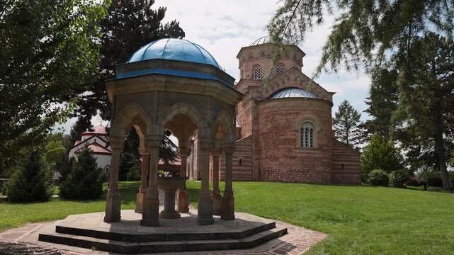 View of medieval Zica Monastery - Serbian Orthodox monastery 