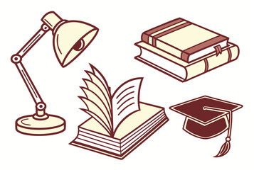 Education with books lamp and graduation cap learning