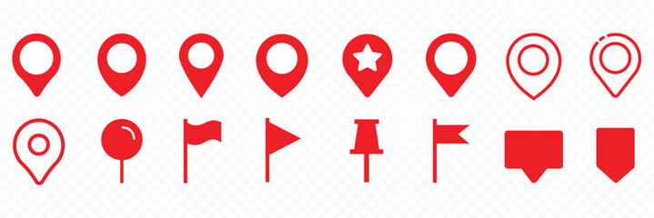 location icon set map pointer pin sign symbol red black outline destination icon place address navigation locator sign vector illustration © Daishin