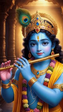 Baby krishna playing flute