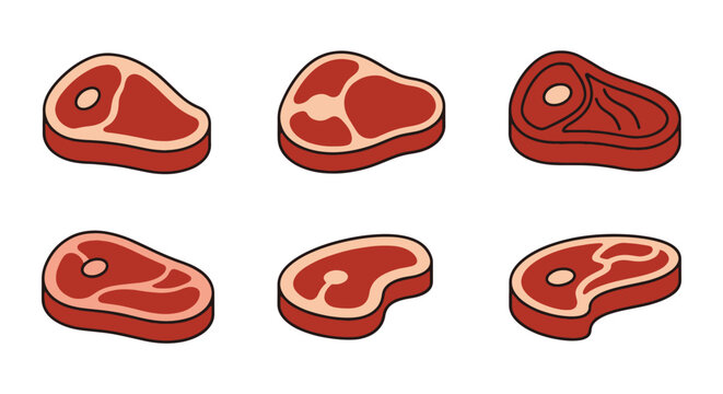 Beef Brisket Line art vector colorful digital abstract