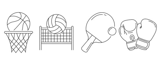 Sports Equipment Outline Icons © Gishella Agatha