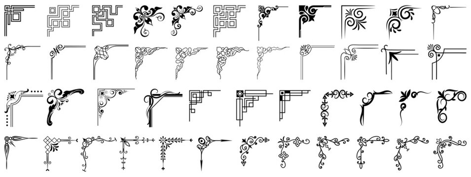 Vintage decorative corner ornaments. Vintage corner set. vector frame corners