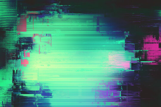 Abstract pixelated interlaced green blue 8 bit cyber retro game Glitch TV Static pixel Noise texture background