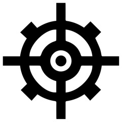 Obraz premium A black and white vector graphic of a gear with a crosshair in the center