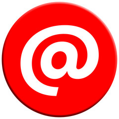 Fototapeta premium White email at symbol inside red circle button vector isolated on white background