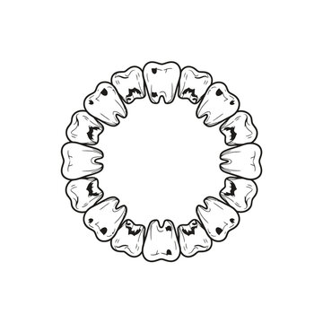 Tooth Circle with Cavities vector illustration