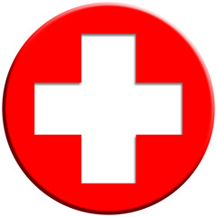 Obraz premium White medical cross symbol inside red circle first aid hospital button vector isolated on white background