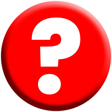 Red question mark icon white interrogation symbol on round button for help support FAQ and user interface guidance