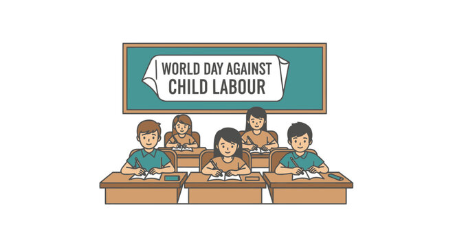 World Day Against Child Labour Concept vector illustration