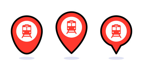 Vector Train Pin Markers © siridhata