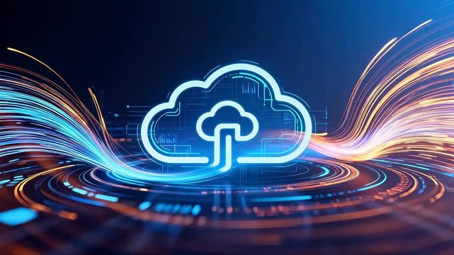 Cloud computing icon with digital background