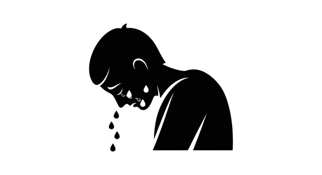 Sick person vomiting into air.