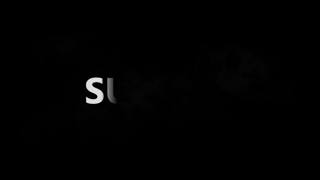 Dynamic animation illustrating the powerful transformation from the word 'FAILURE' emerging and then dissolving into a cloud of smoke, only to be dramatically replaced by the bold, empowering word 'SU