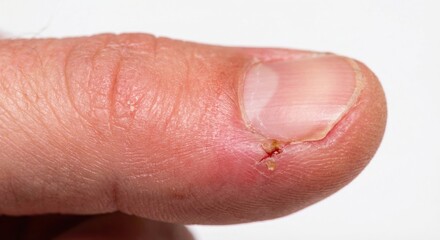 Fototapeta premium Infected finger with paronychia from manicure injury