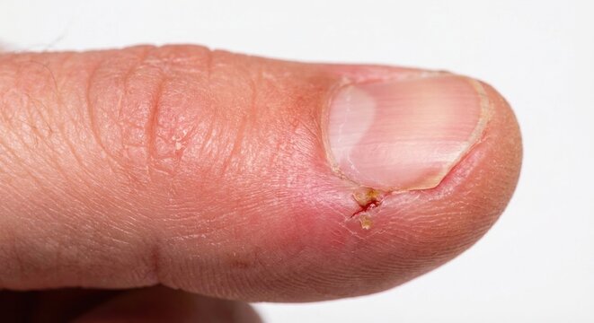 Infected finger with paronychia from manicure injury