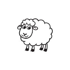 Obraz premium Cute Sheep Sketch: A charming illustration of a fluffy sheep, perfect for various design projects, conveys a sense of innocence and pastoral tranquility.