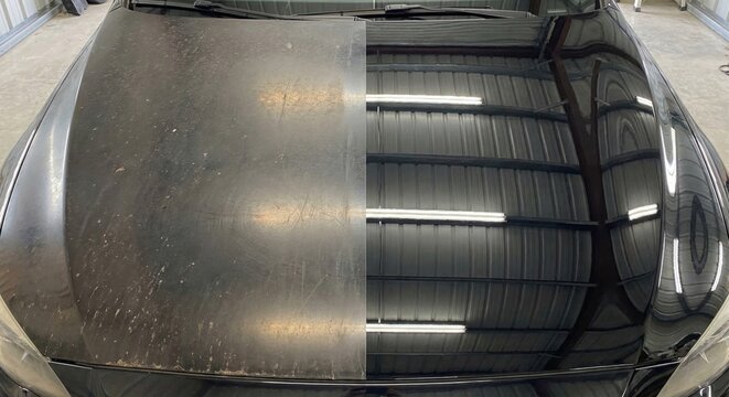 Car paint correction before and after detailing 50/50