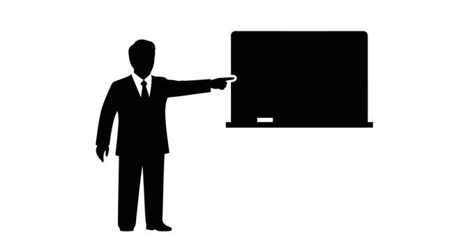 Businessman pointing at screen presentation.