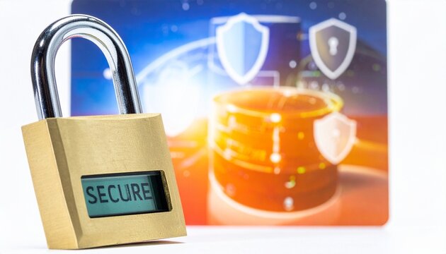 Cloud security with padlock.