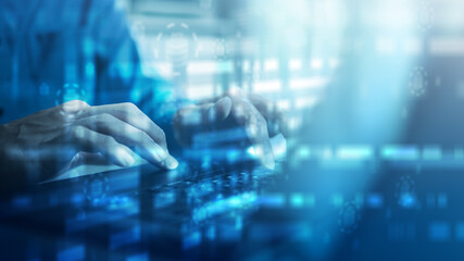 Naklejka premium Professional analyzing big data on digital dashboard interface. Concept of data analytics, database processing, artificial intelligence, financial statistics, and technology-driven business decision.