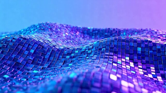 Abstract wave of reflective cubes