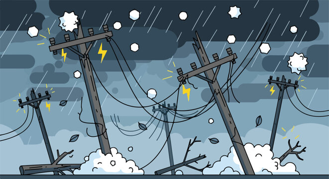 Stormy weather damages power lines, causing electrical surges