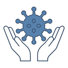 Obraz premium Hands Holding Blue Virus Vector Icon