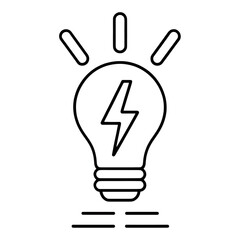 Fototapeta premium Lightbulb With Lightning Bolt Line Icon