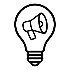 Lightbulb With Megaphone Outline Line Icon © NguynTh