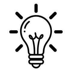Light Bulb With Radiating Rays Line Icon © NguynTh