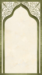 Islamic Prayer Mat Design with Green Floral Ornament Border, great for Ramadan greetings and Eid posters © AlmiraAfdila