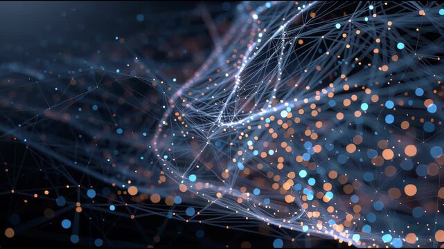Abstract Neural Network and Digital Connection Mesh Background Loop.