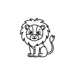 Obraz premium Lion Cartoon: A simplified, cartoon illustration of a lion with a prominent mane and a smiling expression.
