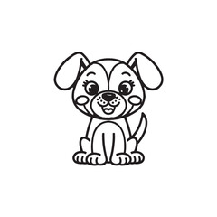 Obraz premium Playful Pup: An adorable cartoon illustration of a friendly puppy, ready to bring smiles and warmth with its endearing simplicity. 