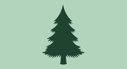 Naklejka premium Green Pine Tree Silhouette on Pastel Background