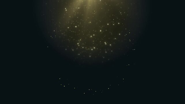 "OUTDREAM YOURSELF" inspirational golden text dynamically emerges and shines brightly amidst a beautiful swirling cascade of shimmering golden particles and elegant glowing light trails that gracefull