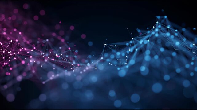 Abstract Neural Network Plexus with Glowing Blue and Pink Connection Points Representing Big Data Background.