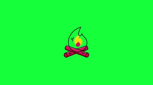 Hand drawn bonfire animation for camping and outdoor adventure. Doodle style motion graphic. Perfect for night camp, scouting, and summer holiday theme