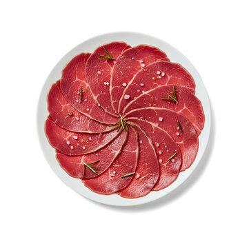 Thin sliced bison meat, low-fat red meat alternative, high protein nutrition concept, transparent background
