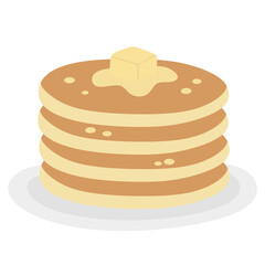 Delicious Pancake Stack with Butter Cube Breakfast Food Illustration
