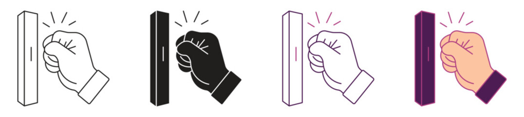 Hand knocking on door icon set. Vector illustration on white background. © JafrinAkther