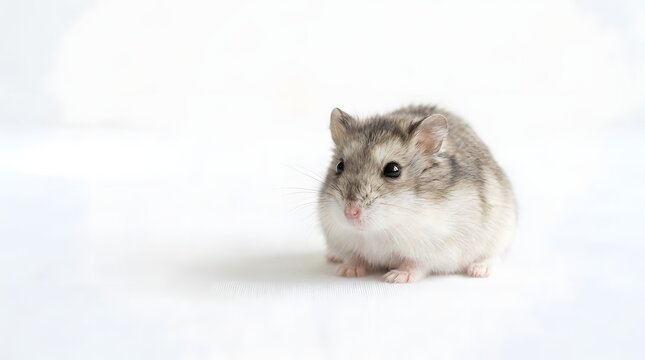 Cute Dwarf Hamster Pet Animal on White Background