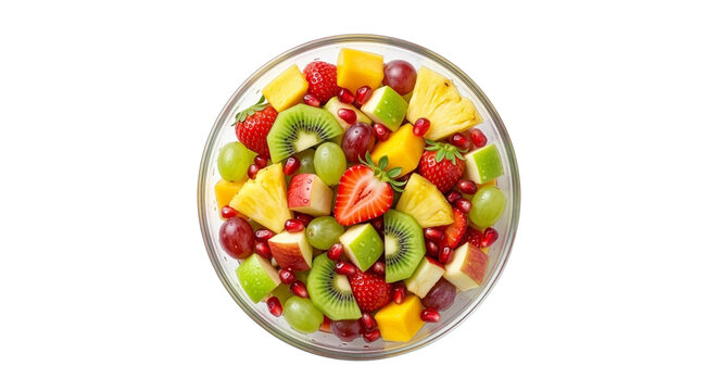 Fresh fruit salad bowl isolated on transparent background